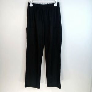 MED WORKS Women's Black Elastic Waist Scrub Pants With Pockets Size Small